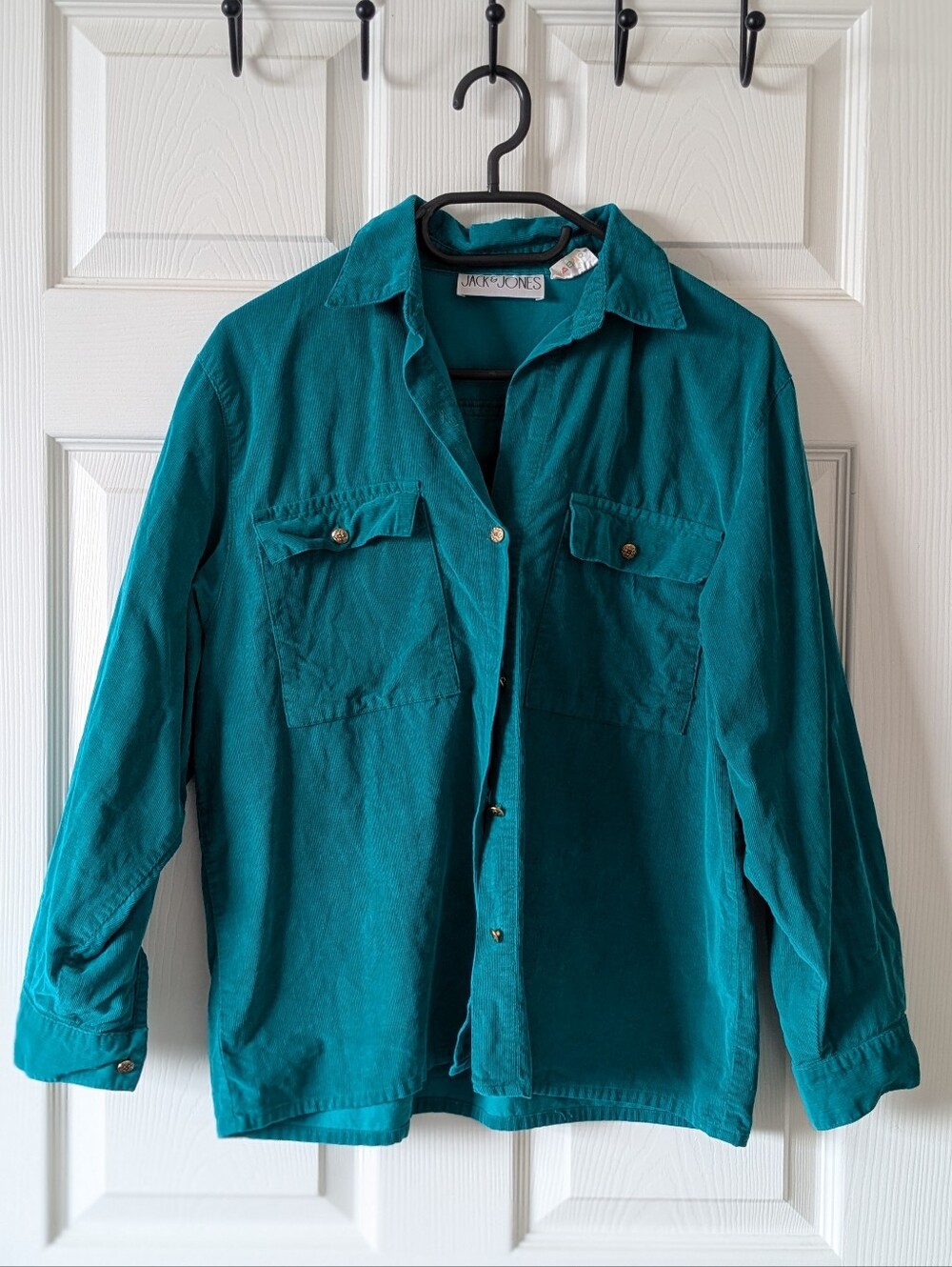 Vintage Teal Button-Up Shirt Jacket
